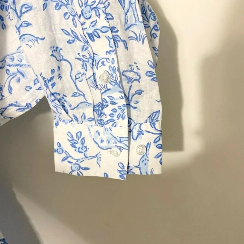 NWT Lilly pulitzer Men’s Addison shirt button down 100% Linen Resort white XL - Picture 4 of 9